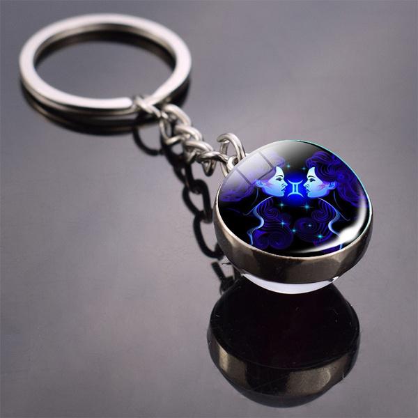 Constellation Double Side Cabochon Glass Ball Keychain Everything Else Gemini - DailySale