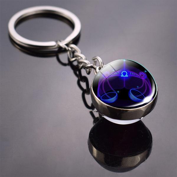 Constellation Double Side Cabochon Glass Ball Keychain Everything Else Libra - DailySale
