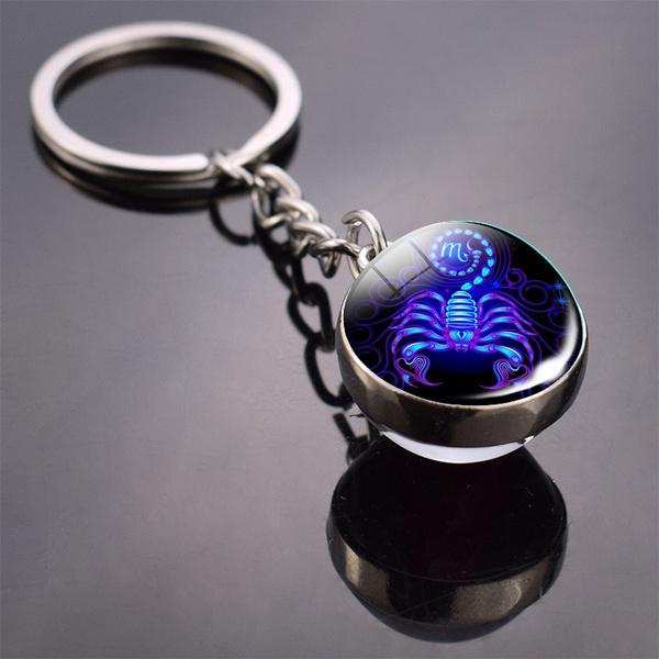 Constellation Double Side Cabochon Glass Ball Keychain Everything Else Scorpio - DailySale