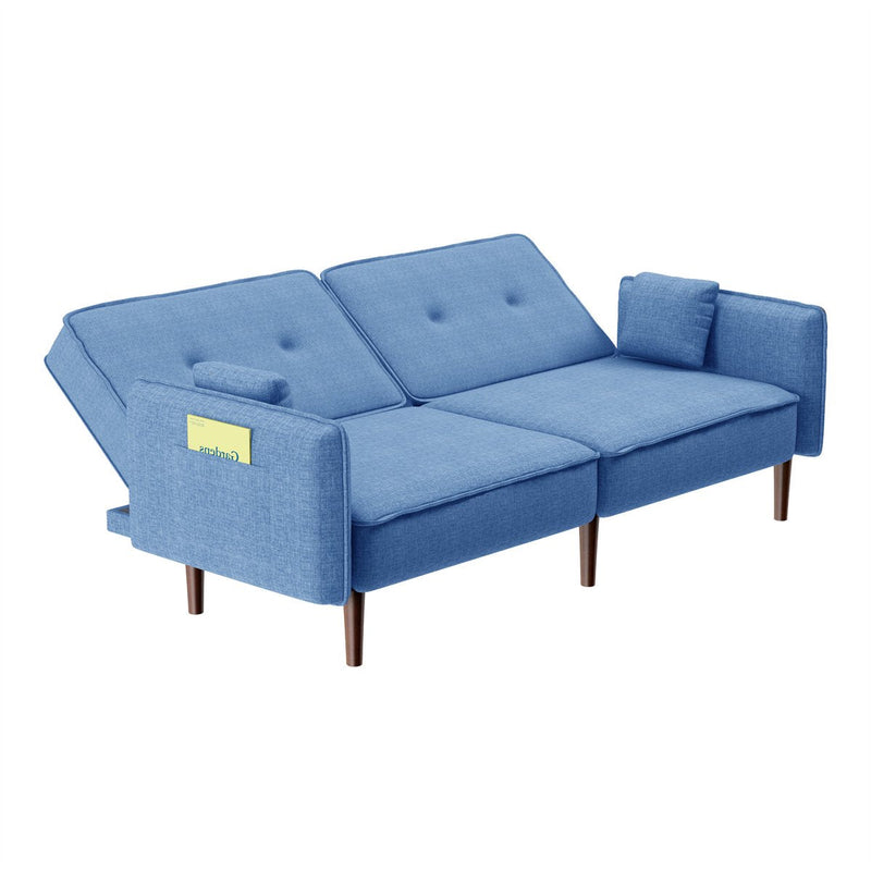 Convertible Futon Sofa Bed with 2 Pillows Furniture & Decor Blue - DailySale