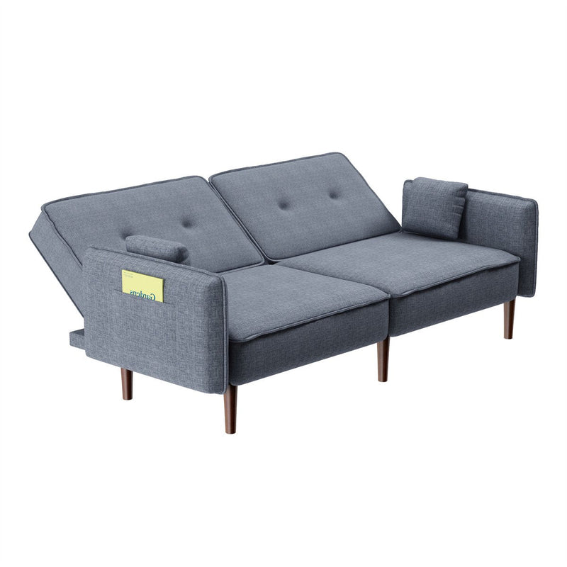 Convertible Futon Sofa Bed with 2 Pillows Furniture & Decor Gray - DailySale