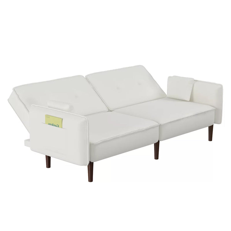 Convertible Futon Sofa Bed with 2 Pillows Furniture & Decor White - DailySale