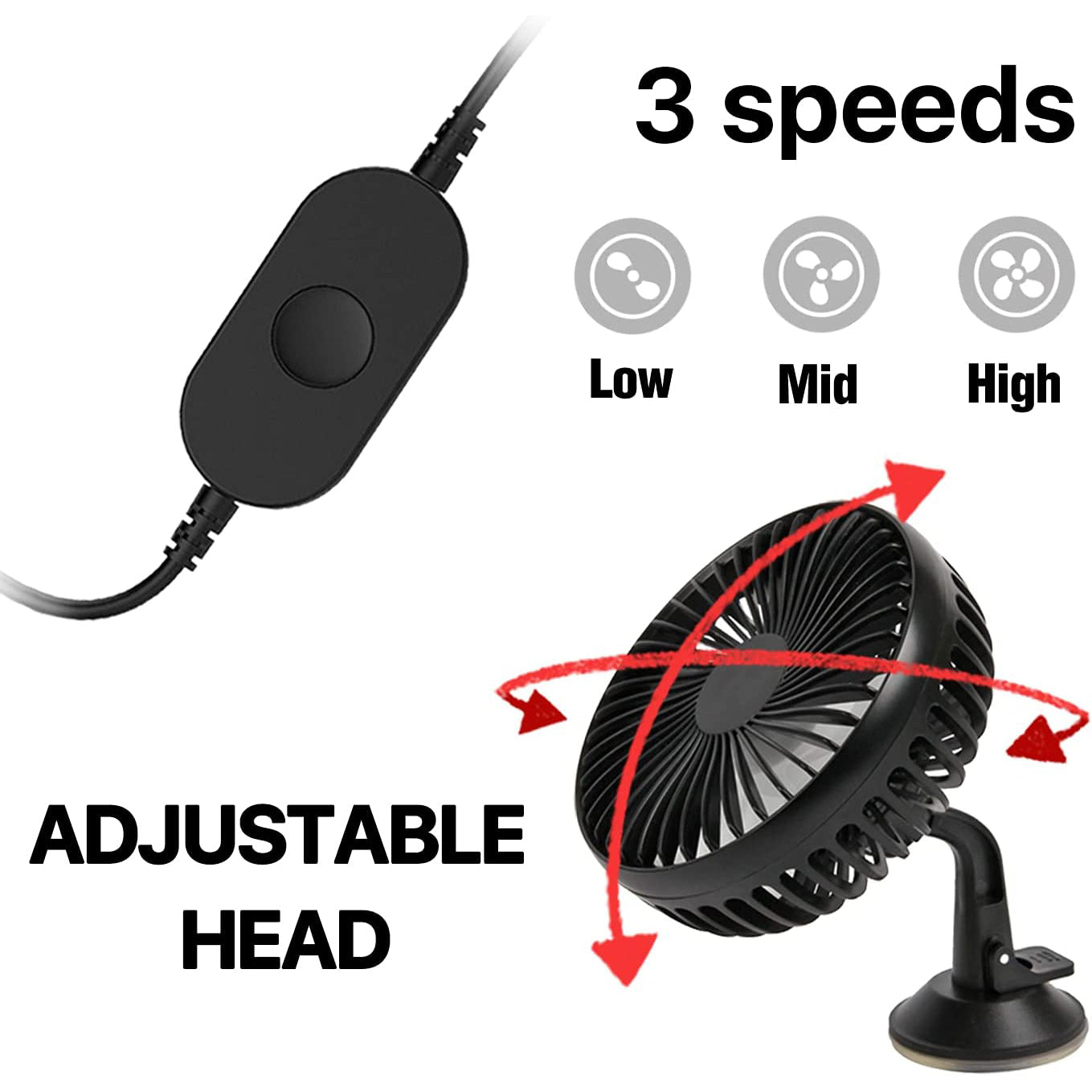 Cooling Car Fan USB Plug for Car/Vehicle Automotive - DailySale