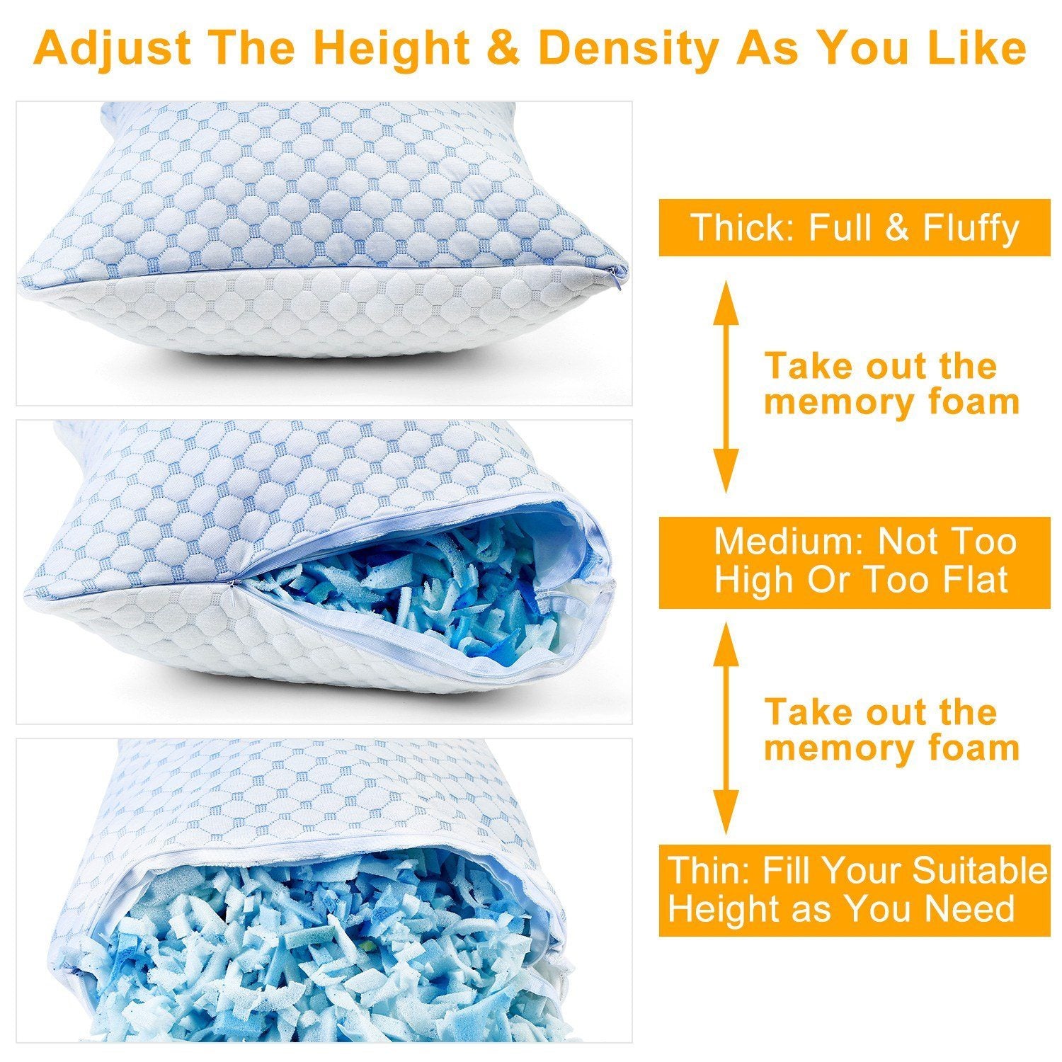 Cooling Memory Foam Pillow Ventilated with Cooling Gel Infused Memory Foam Bedding - DailySale