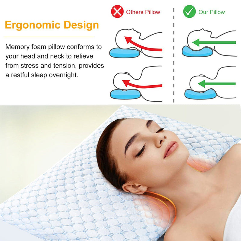 Cooling Memory Foam Pillow Ventilated with Cooling Gel Infused Memory Foam Bedding - DailySale