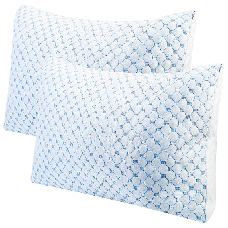 Cooling Memory Foam Pillow Ventilated with Cooling Gel Infused Memory Foam Bedding Queen 2-Pack - DailySale