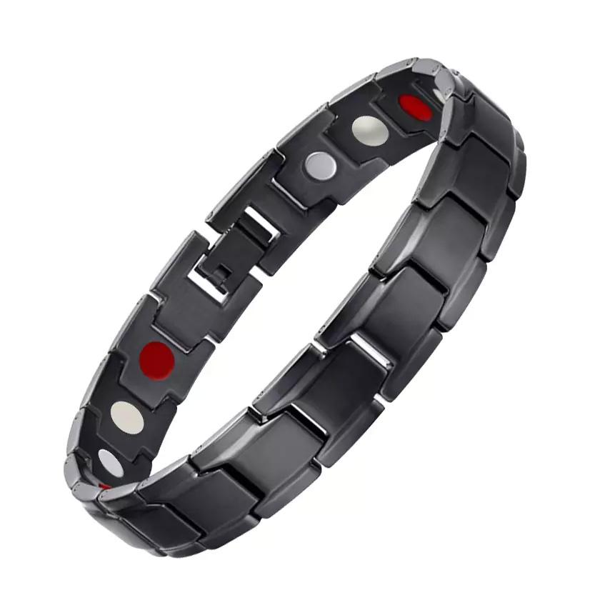 Copper Alloy Magnetic Healthy Care Stone Therapeutic Energy Healing Bracelet Bracelets Black - DailySale