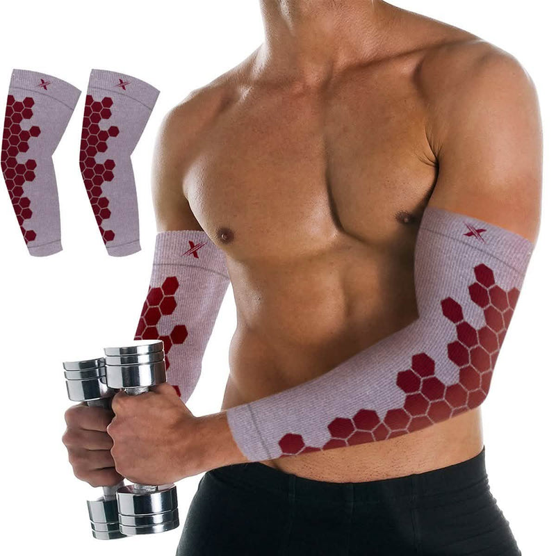 Copper Infused Arm Compression Elbow Support Sleeves Wellness Gray S/M - DailySale