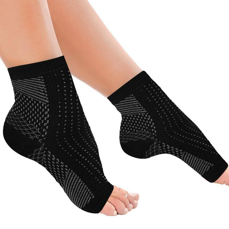 Copper-Infused Plantar Fasciitis Compression Foot Sleeves Wellness & Fitness S/M Black - DailySale