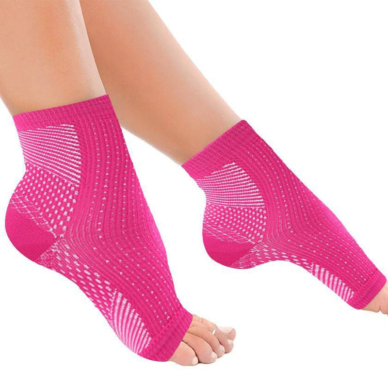 Copper-Infused Plantar Fasciitis Compression Foot Sleeves Wellness & Fitness S/M Pink - DailySale