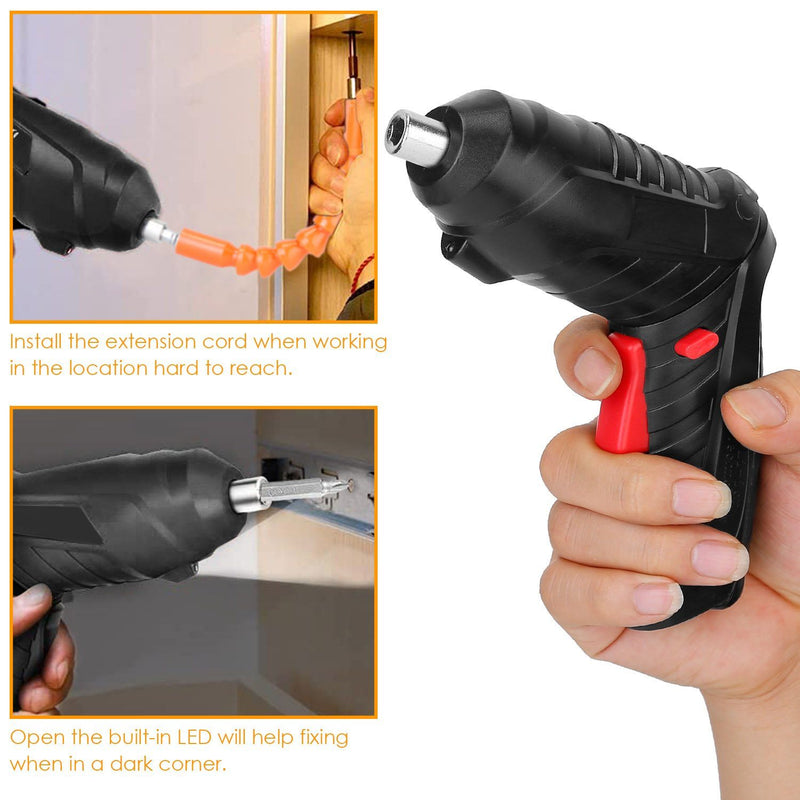 Cordless Electric Screwdriver Set with LED Work Light USB Rechargeable Home Improvement - DailySale