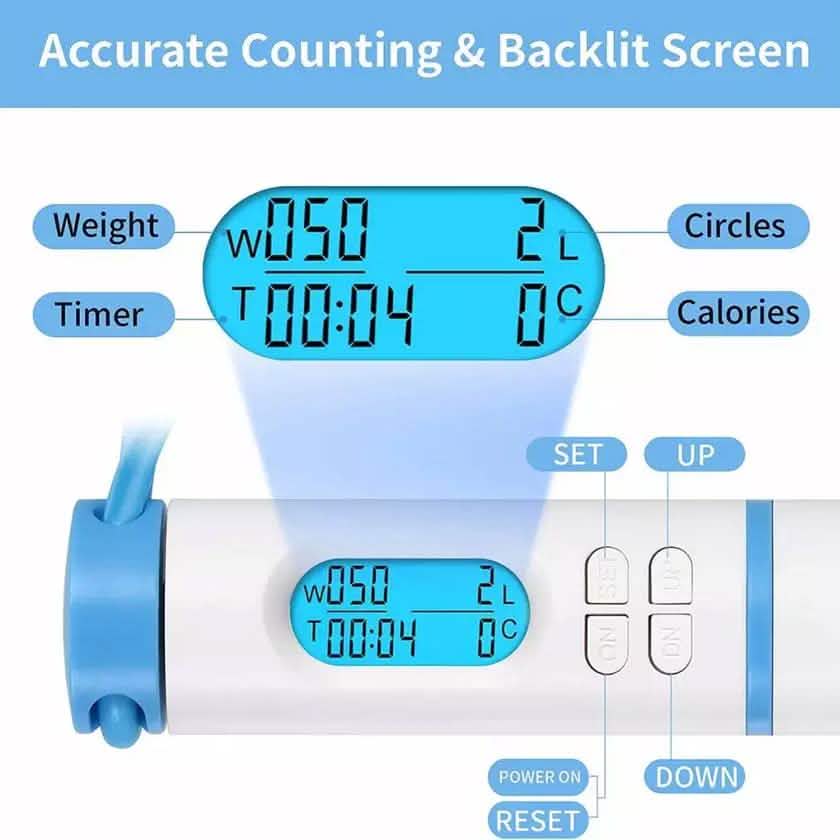 Cordless Weighted Jump Rope Digital Smart Skipping Jump Ropes with Counter Fitness - DailySale