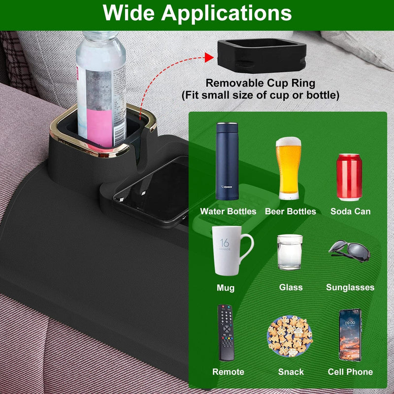 Couch Arm Cup Holder Tray Anti-spill Anti-slip Silicone Armrest Remote Snack Organizer Everything Else - DailySale