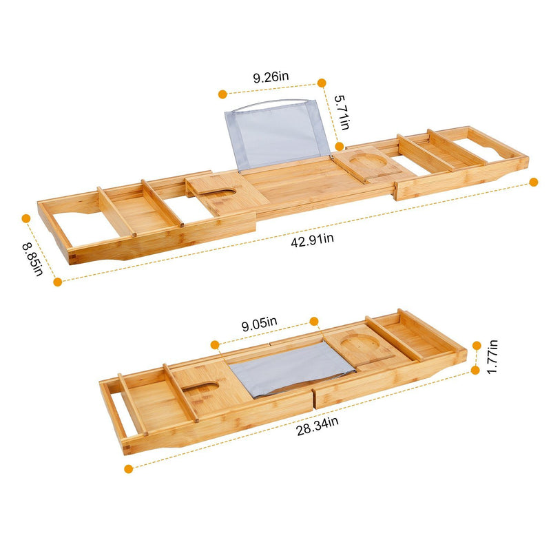 Crafted Bamboo Bath Tray Table Extendable Reading Rack Bath - DailySale