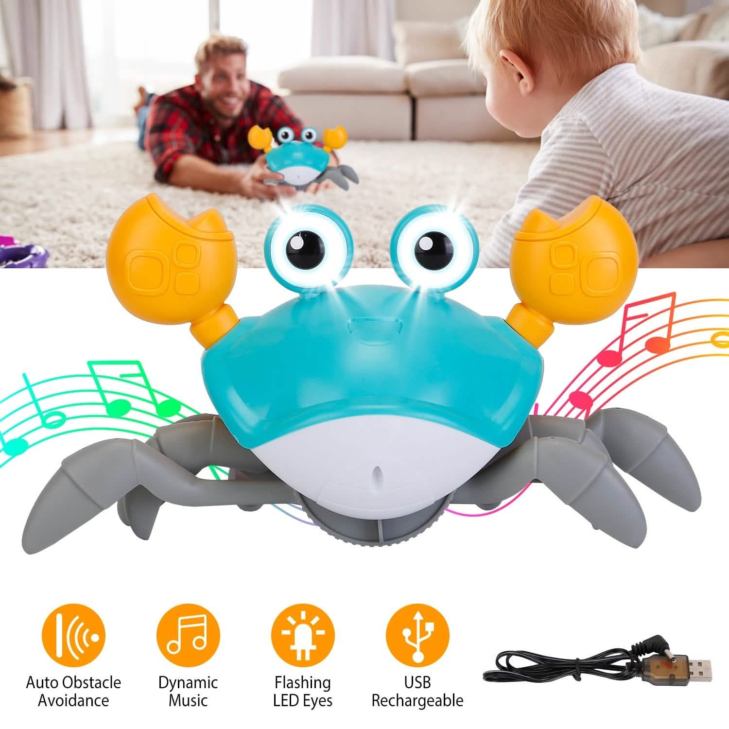 Crawling Crab Baby Toy with Music and LED Light Toys & Games - DailySale