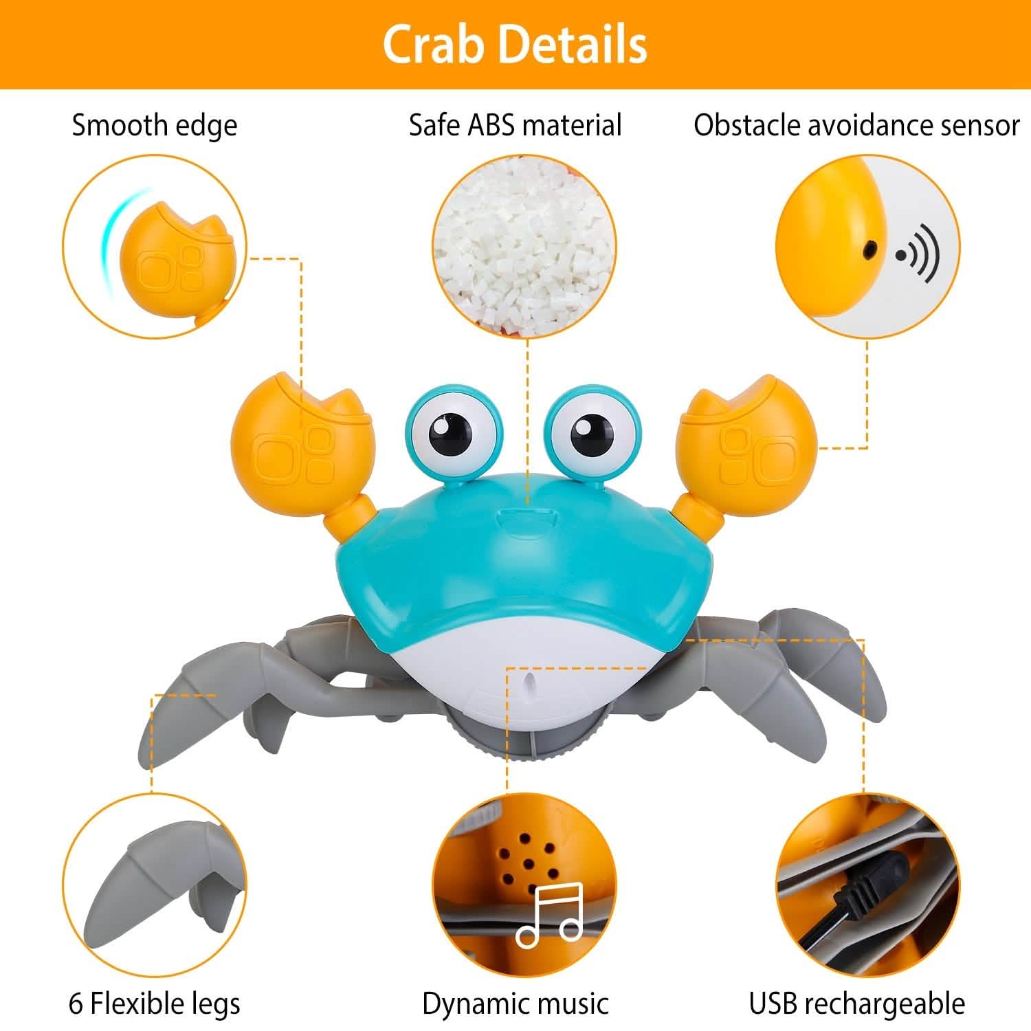 Crawling Crab Baby Toy with Music and LED Light Toys & Games - DailySale