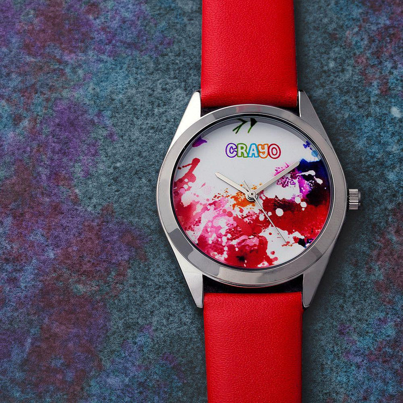 Crayo Graffiti Multicolor Dial Powder Leather Watch