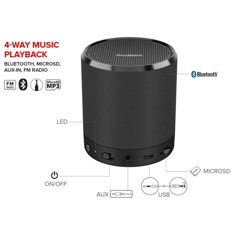 Creative Metallix Portable Mini Speaker - Black Speakers - DailySale