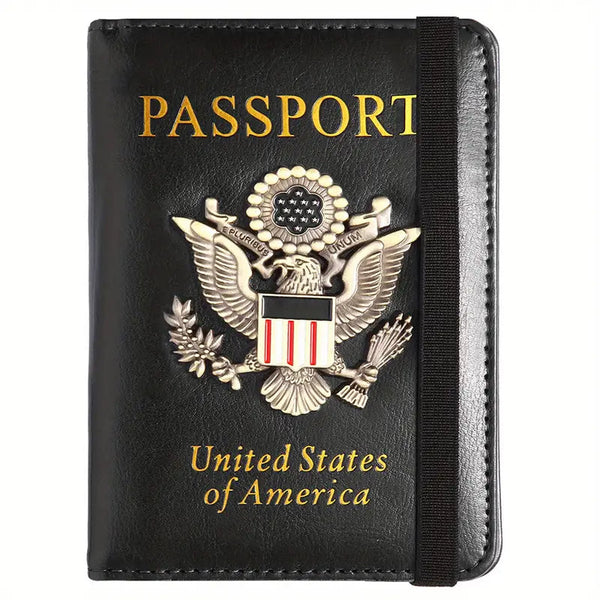 Creative Passport Holder Cover With 3D Metal Badge Bags & Travel Black - DailySale