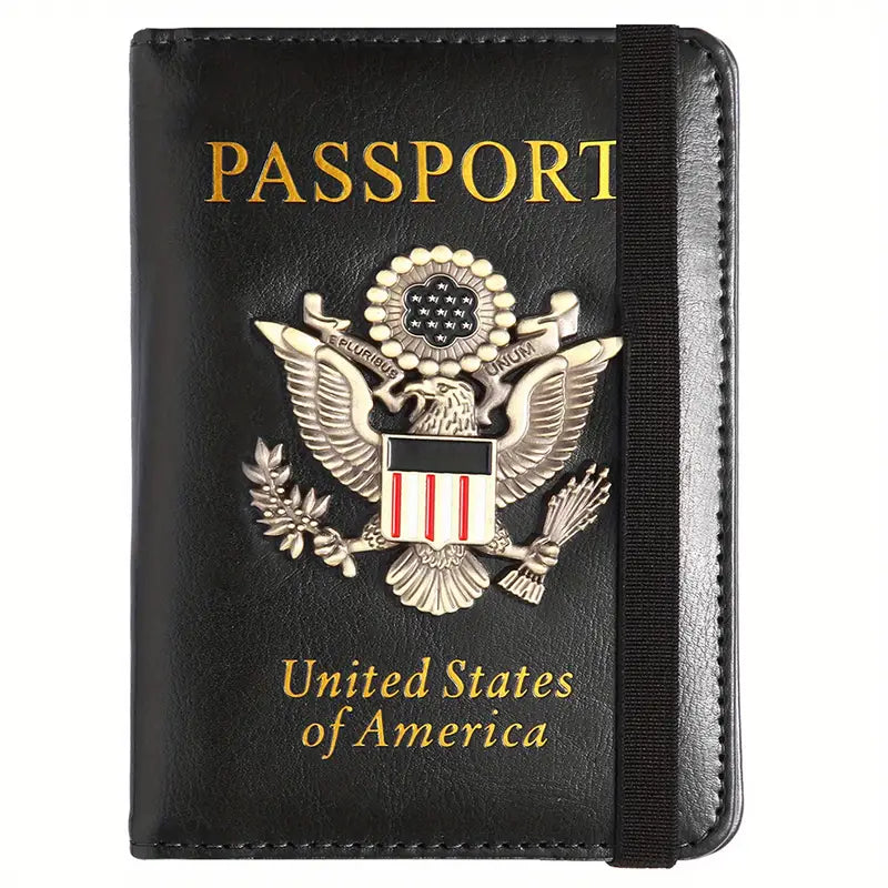 Creative Passport Holder Cover With 3D Metal Badge Bags & Travel Black - DailySale