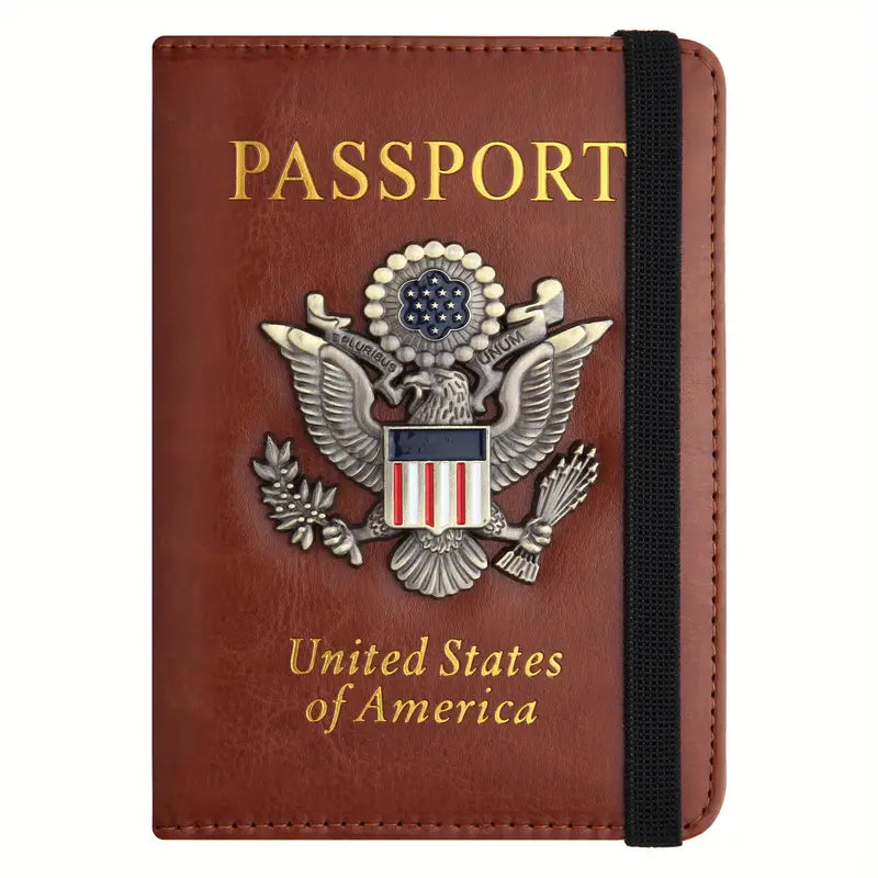 Creative Passport Holder Cover With 3D Metal Badge Bags & Travel Brown - DailySale