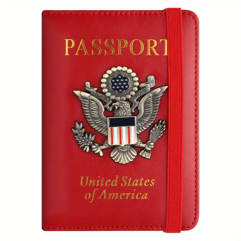 Creative Passport Holder Cover With 3D Metal Badge Bags & Travel Red - DailySale
