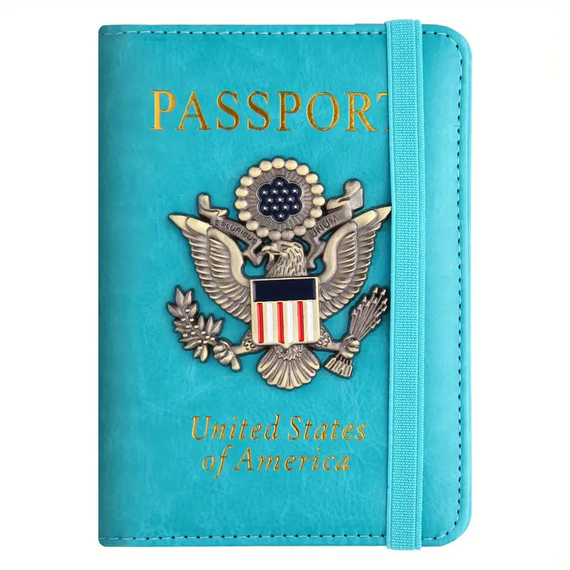Creative Passport Holder Cover With 3D Metal Badge Bags & Travel Sky Blue - DailySale