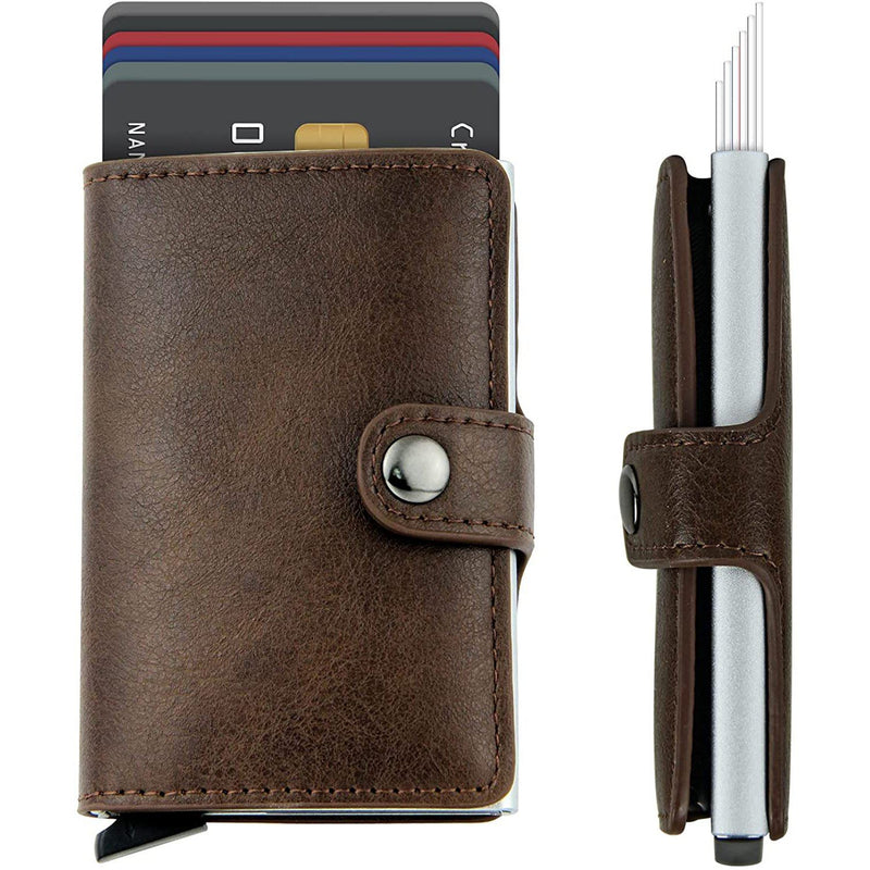 Credit Card Holder RFID Blocking Genuine Leather Vintage Aluminum Business Wallet Bags & Travel Coffee - DailySale