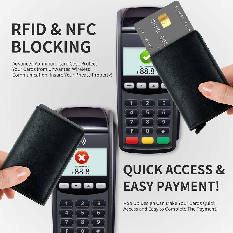 Credit Card Holder RFID Blocking Genuine Leather Vintage Aluminum Business Wallet Bags & Travel - DailySale