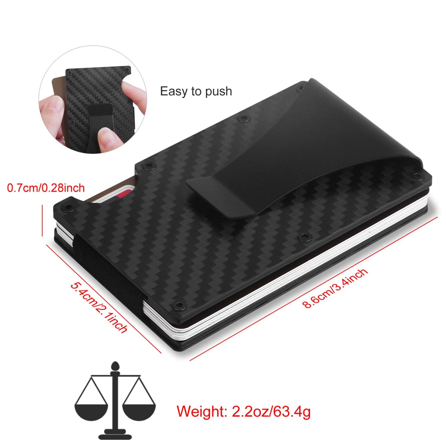 Credit Card Holder with Cash Clip Carbon Fiber RFID Blocking Scan for Men Men's Shoes & Accessories - DailySale