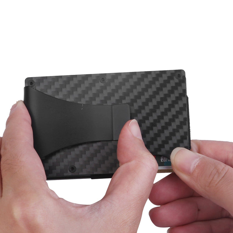 Credit Card Holder with Cash Clip Carbon Fiber RFID Blocking Scan for Men Men's Shoes & Accessories - DailySale