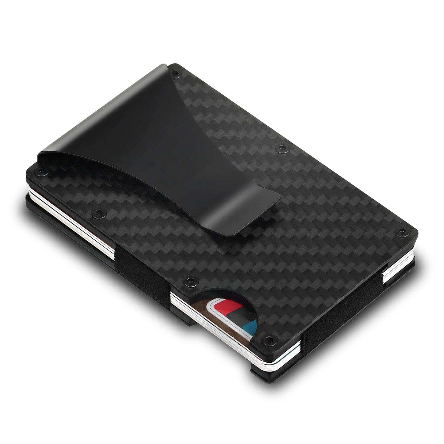 Credit Card Holder with Cash Clip Carbon Fiber RFID Blocking Scan for Men Men's Shoes & Accessories - DailySale