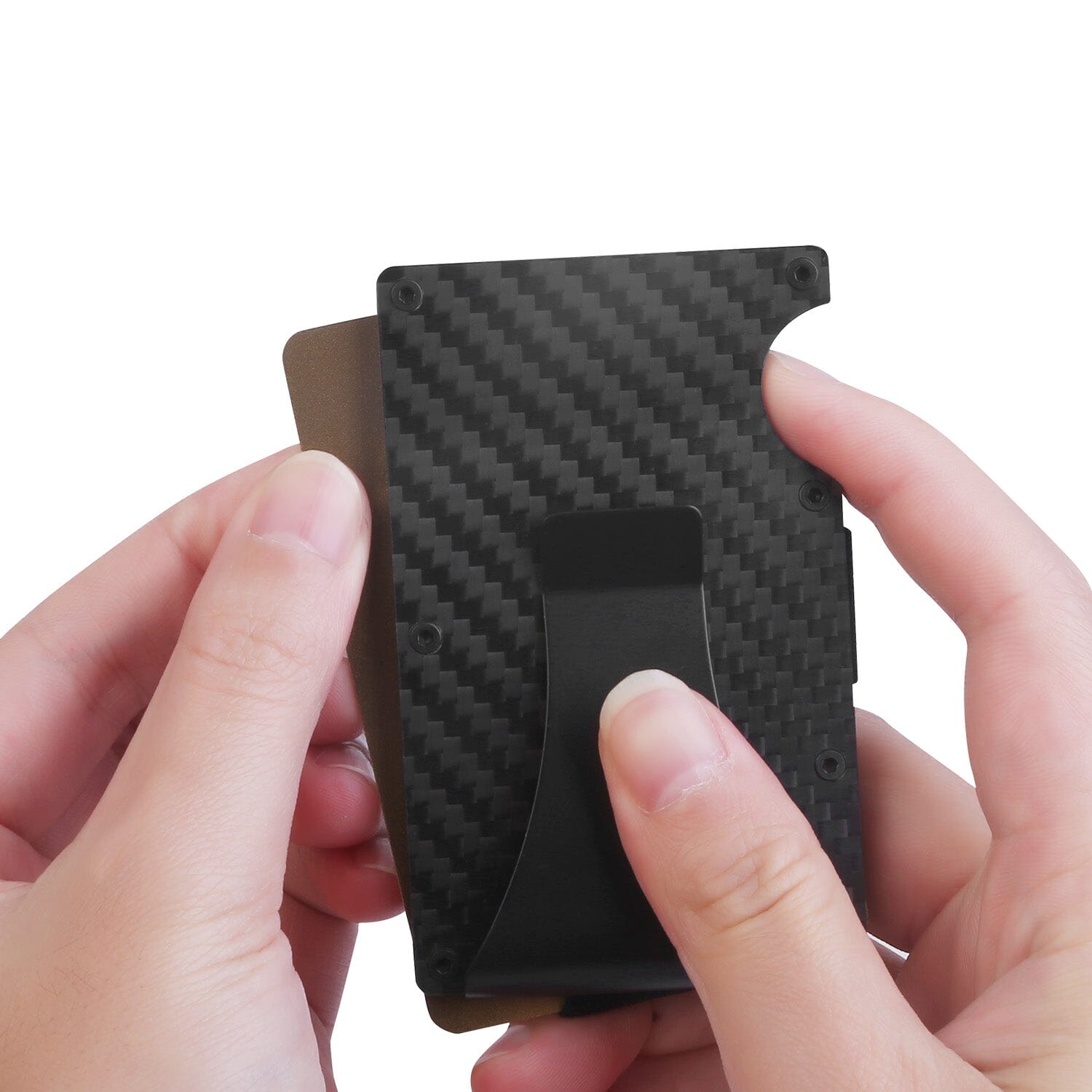 Credit Card Holder with Cash Clip Carbon Fiber RFID Blocking Scan for Men Men's Shoes & Accessories - DailySale