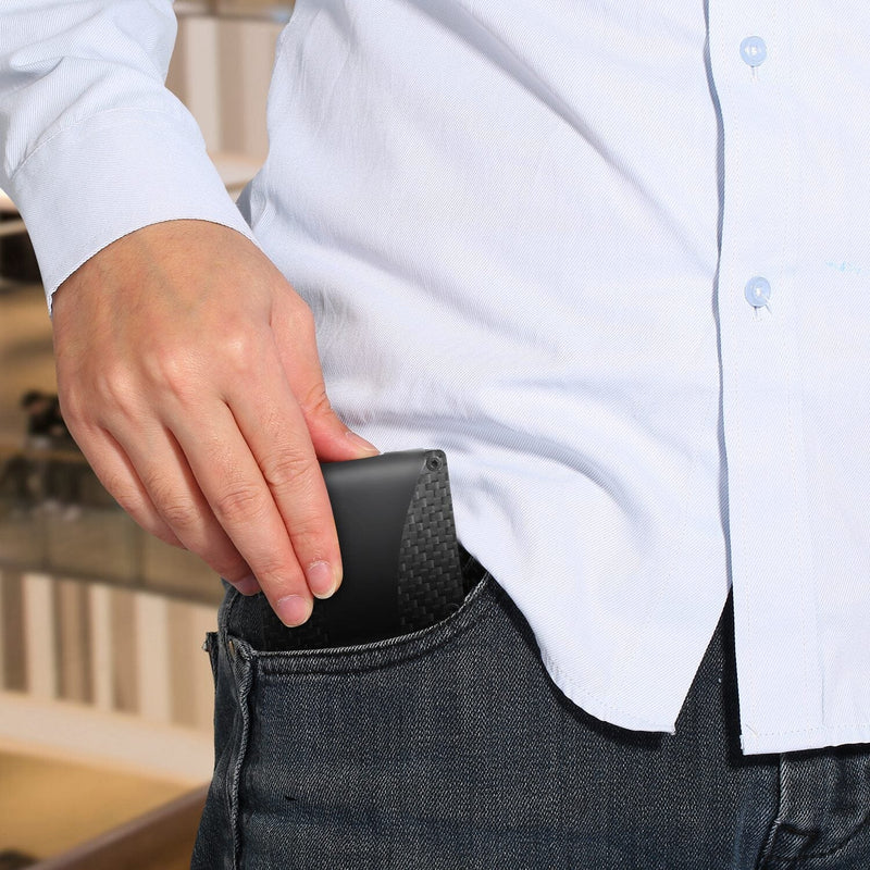 Credit Card Holder with Cash Clip Carbon Fiber RFID Blocking Scan for Men Men's Shoes & Accessories - DailySale