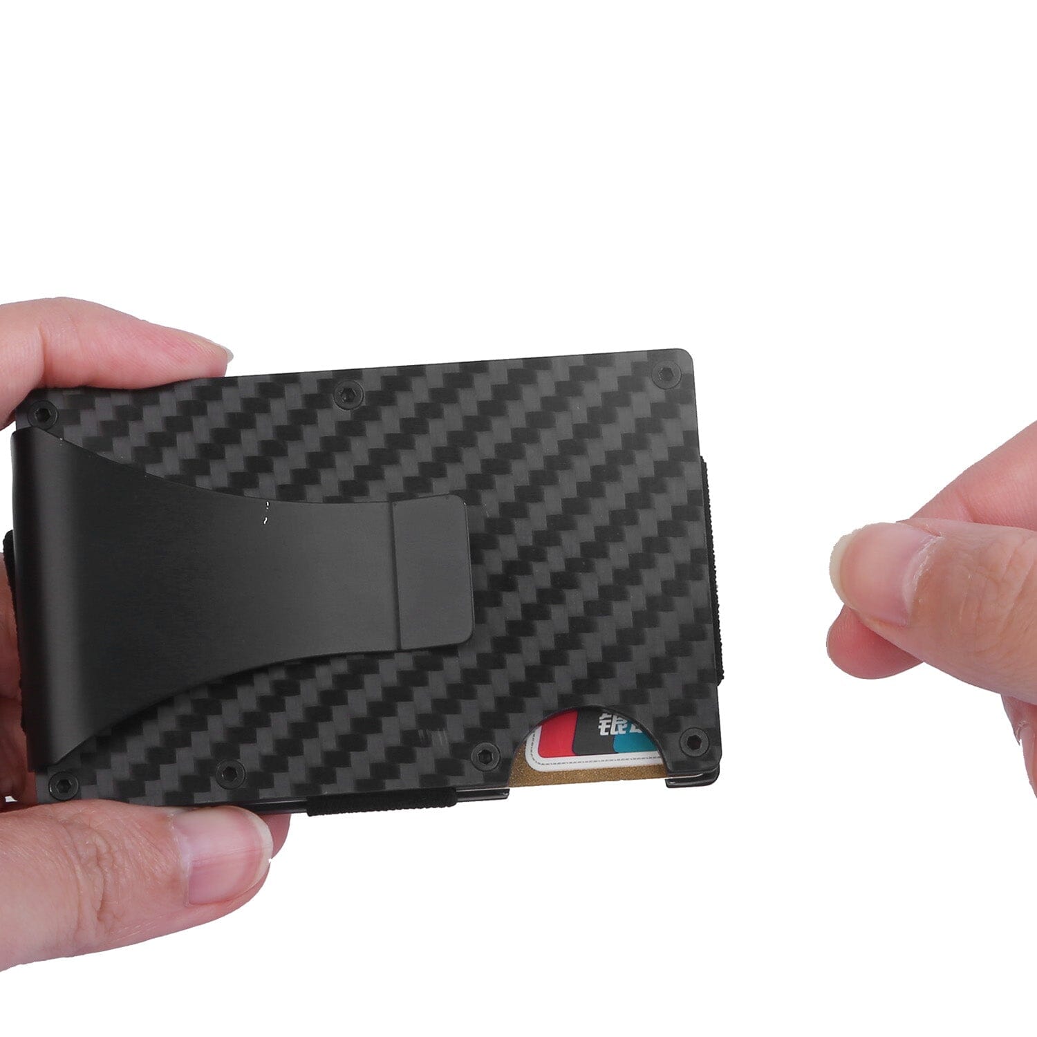 Credit Card Holder with Cash Clip Carbon Fiber RFID Blocking Scan for Men Men's Shoes & Accessories - DailySale