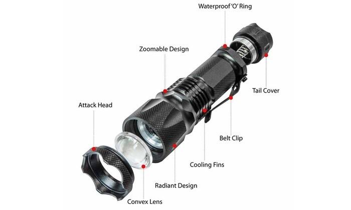 CREE XML T6 2000 Lumen Zoomable 3 Mode Focus LED Waterproof Flashlight Sports & Outdoors - DailySale