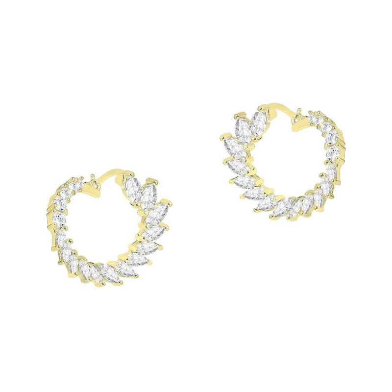 Crescent Moon Earrings Made With Crystals Earrings Gold - DailySale