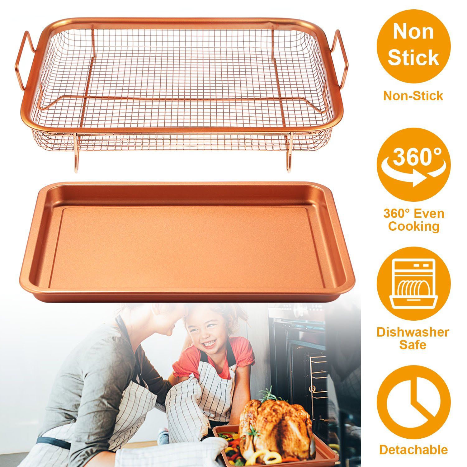 Crispy Tray Set Non Stick Grill Basket Kitchen & Dining - DailySale