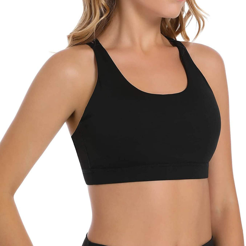 Criss-Cross Back Padded Strappy Sports Bras Medium Support Yoga Bra with Removable Cups Women's Swimwear & Lingerie - DailySale