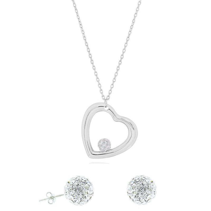 Crystal Heart Necklace and Stud Set Necklaces - DailySale