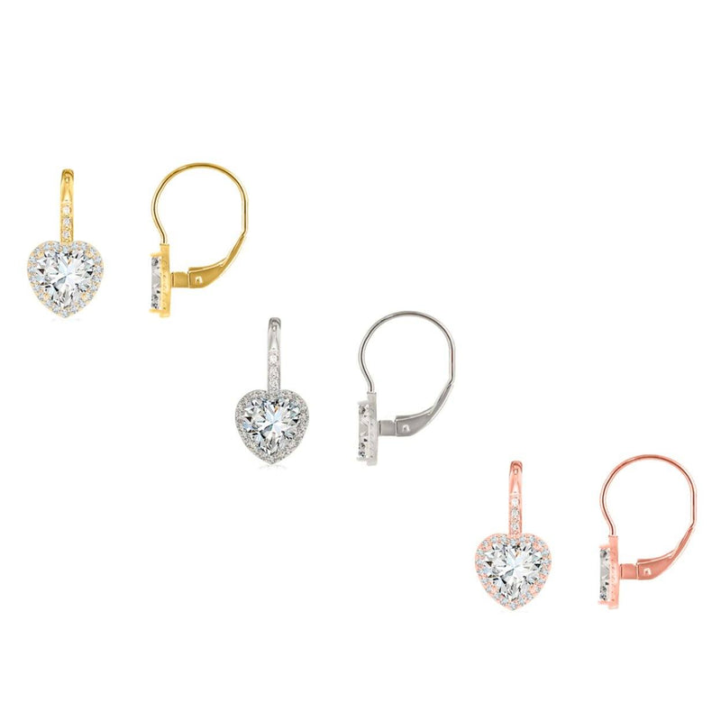 Crystal Lever-back Halo Heart Earrings Earrings - DailySale