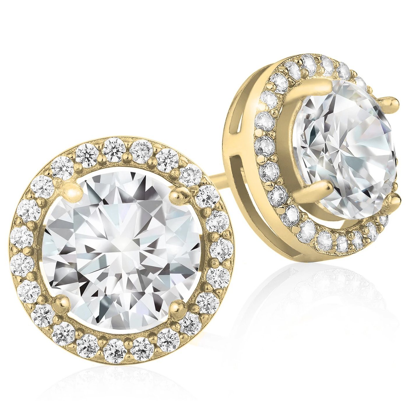 Crystal Round Halo Stud Earrings Earrings Gold - DailySale