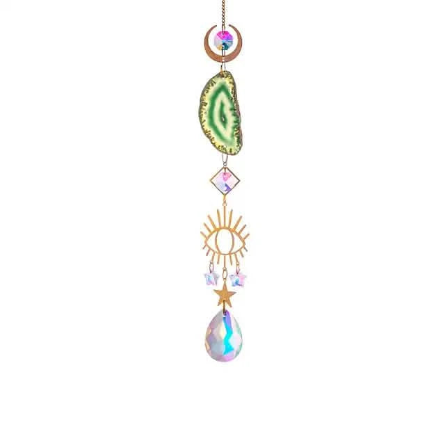 Crystal Sun Catcher Pendant Wind Chime Home Decor Furniture & Decor Green - DailySale