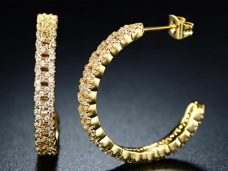 Cuban Chain Hoop Earrings Made with Swarovski Crystals Jewelry - DailySale