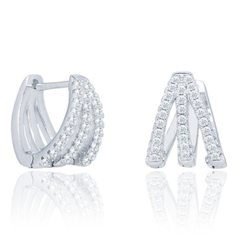 Cubic Zirconia Claw Design Earrings Earrings Hoop - DailySale