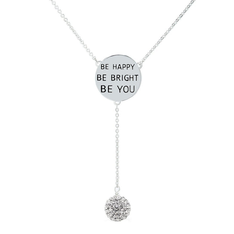 Cubic Zirconia Engraved Inspirational Necklaces Necklaces Be Happy - DailySale
