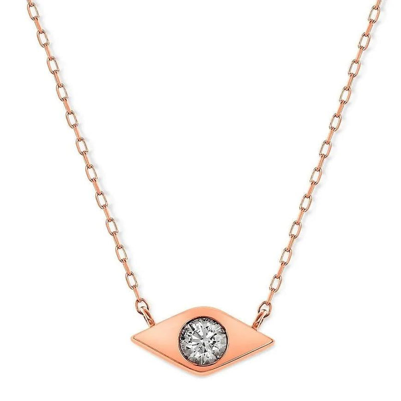 Cubic Zirconia Eye Drop Necklace Necklaces Rose Gold - DailySale