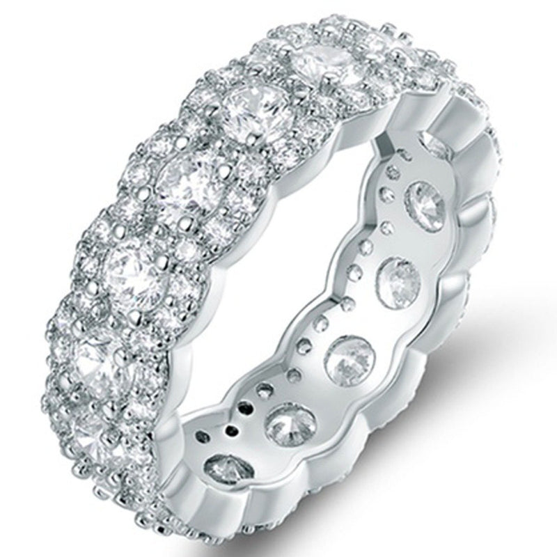 Cubic Zirconia Floral Eternity Band Ring - Assorted Sizes and Colors Jewelry 5 Silver - DailySale