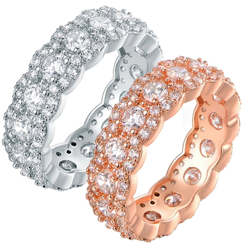Cubic Zirconia Floral Eternity Band Ring - Assorted Sizes and Colors Jewelry - DailySale