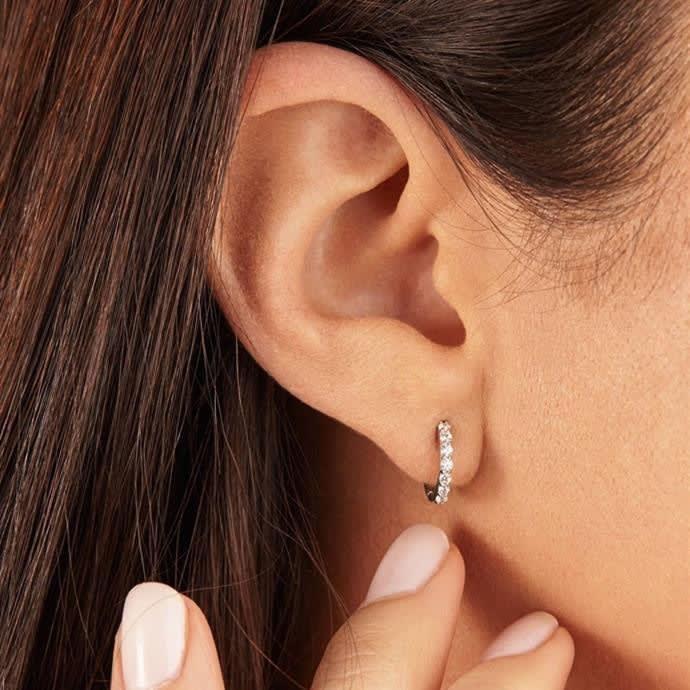 Cubic Zirconia Huggie Earrings Earrings - DailySale